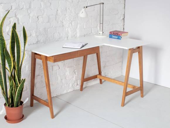 LUKA Corner Desk W 135cm x D 85cm / White Oak Right Side