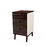LUKA 3-Drawer Desk Cabinet W41xD50cm Walnut Top Chalk White