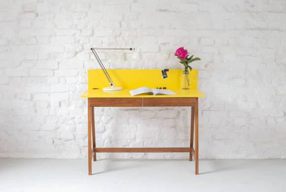 LUKA Schreibtisch 110x50cm mit Schublade Eiche / Marineblau