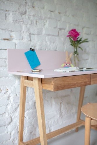 LUKA Schreibtisch 85x50cm mit Schublade Eiche / Rot